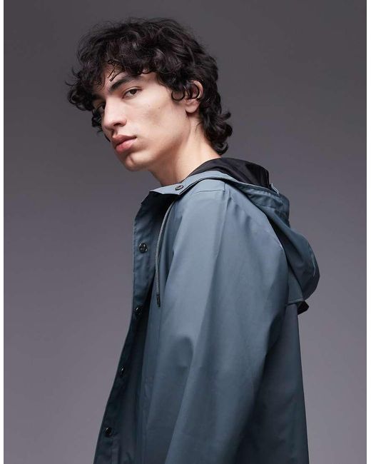 Rains Blue 12010 Waterproof Short Jacket for men