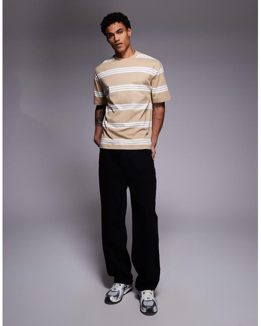HUGO Gray Nolisto Striped T-shirt for men