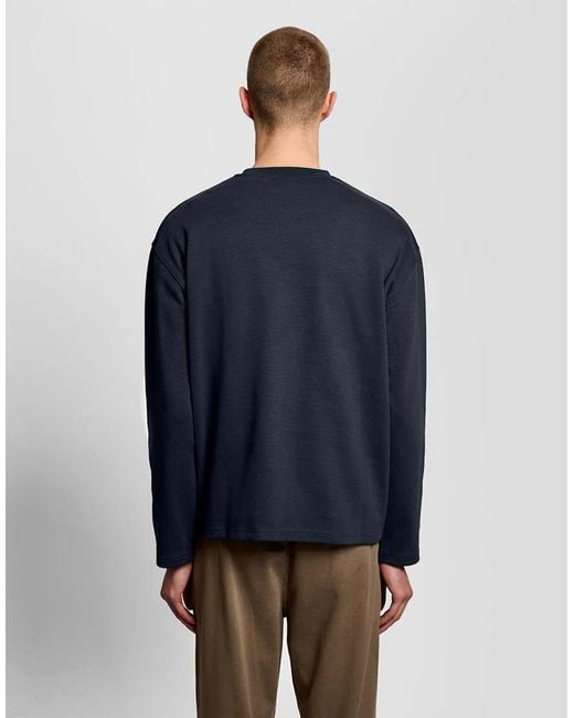 Lyle & Scott Blue Mid Layers Raised Jacquard Crew Neck Sweatshirt for men