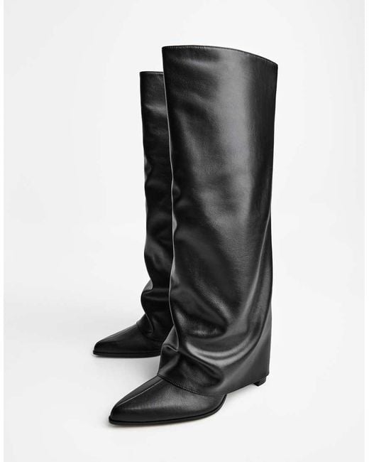 Bershka Black High-heel Boots With Trousers