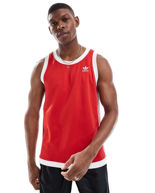 Camiseta Dorada Sin Mangas Con Detalles Estilo Ojales Adicolor De -Dorado Adidas Originals de hombre de color Red