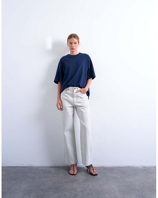 T-Shirt Oversize Con Spalle Scivolate di TOPSHOP in Blue