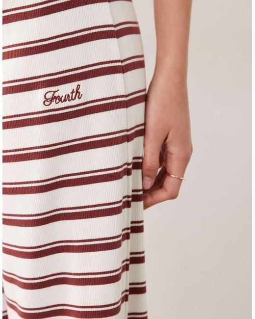 4th & Reckless White Ribbed Wide Leg Trouser Co-ord With Drawstring Waist