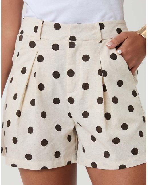 Threadbare White Polka Dot Tailored Shorts