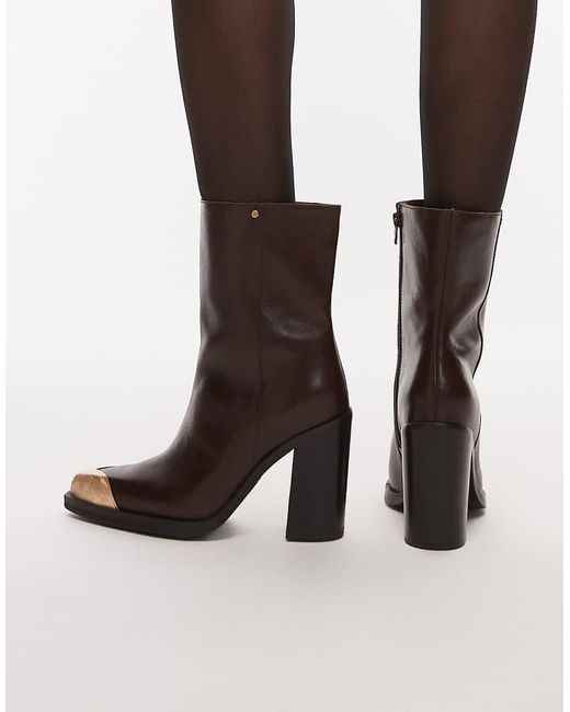 Bronx Black Toe Cap Detail Boots
