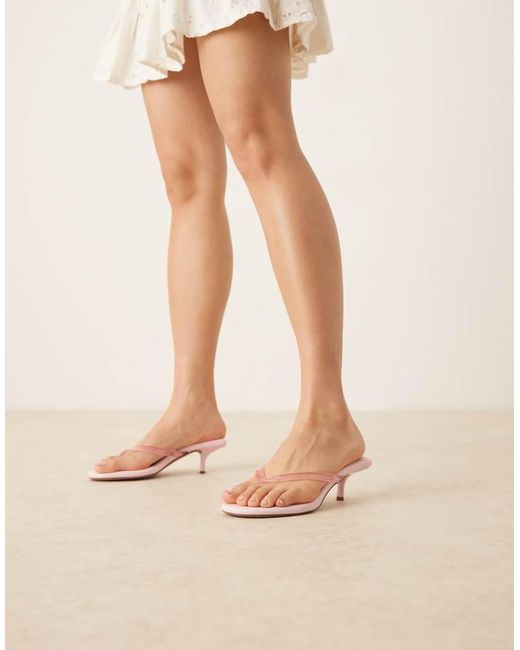 ASOS Natural Heat Toe Thong Kitten Heeled Sandals