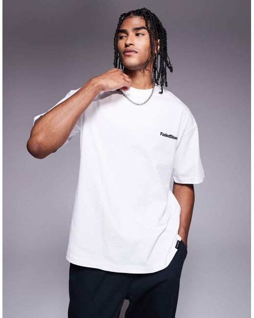 Faded Store White Pool Graphic Back Print T-shirt for men