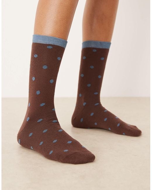ASOS Brown Socks With Polka Dot Design