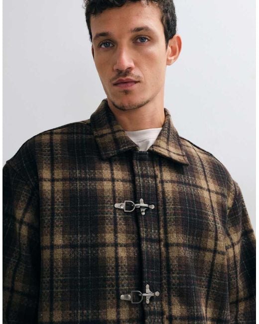 Liquor N Poker Black Fireman Buckle Detail Long Sleeve Flannel Shirt for men