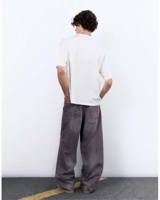 Pull&Bear White Boxy T-shirt With Pocket for men