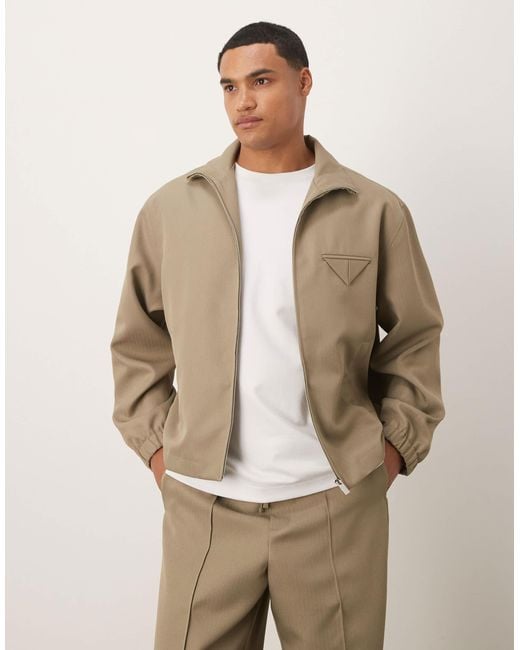ASOS Natural Smart Co-Ord Relaxed Track Jacket for men
