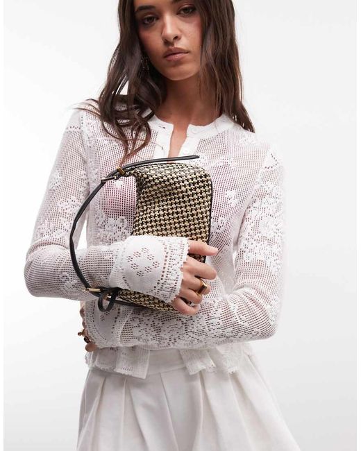 ASOS Metallic Straw Weave Adjustable Grab Bag