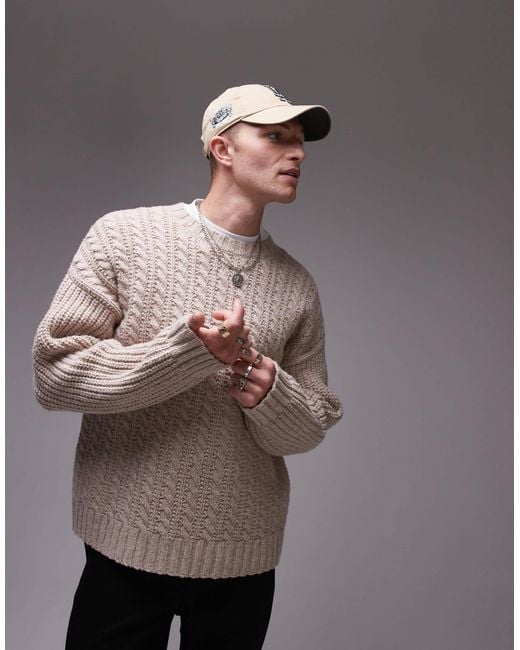 ARKET Gray Wool Cable Knit Jumper for men
