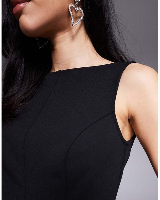 ASOS Blue Slash Neck Structured Tulip Short Playsuit