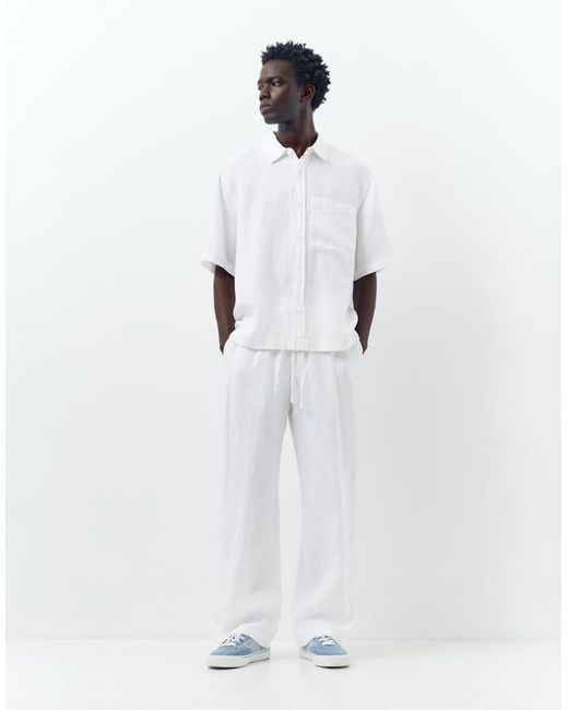 Pull&Bear Broek Van 100% Linnen in het White voor heren