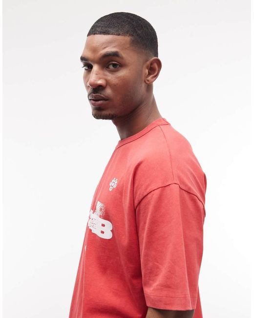 ASOS Red Heavyweight Boxy Oversized T-shirt With Soccer Graphics for men