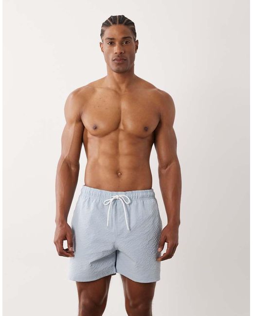 Jack & Jones Blue Seersucker Swim Shorts for men