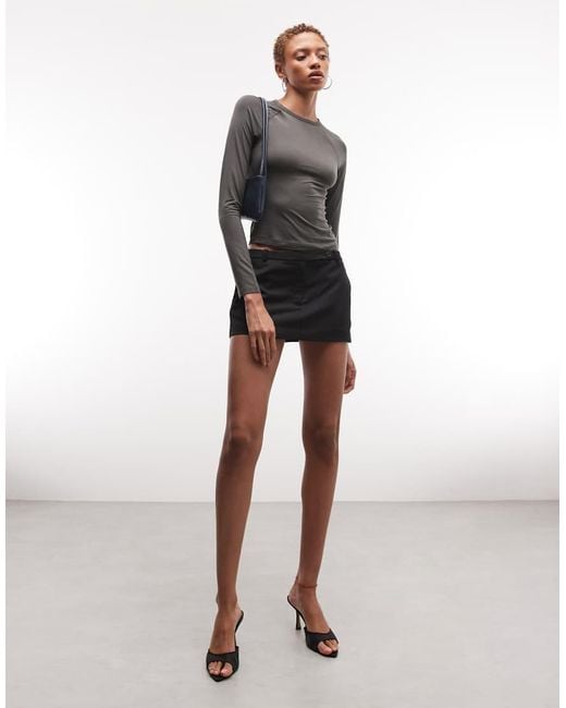 Weekday Black Plunge Long Sleeve Top