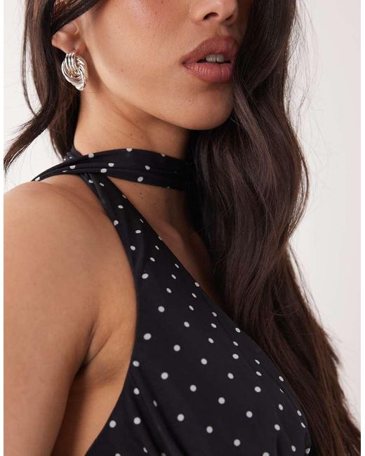 ASOS Blue Mesh Halter Neck Co-ord With Scarf Detail
