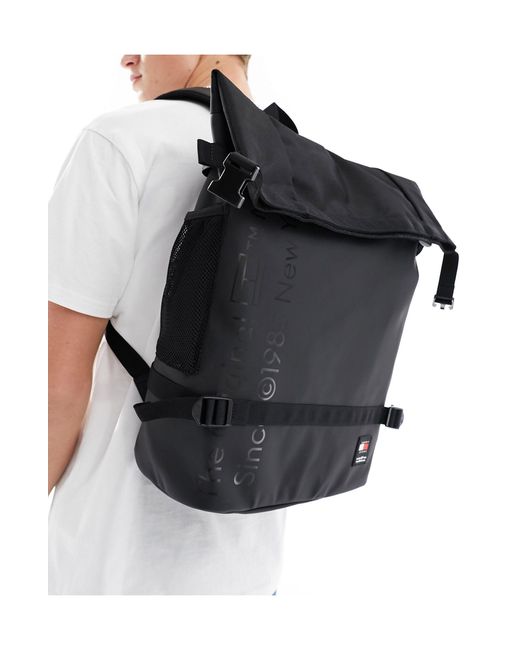 Tommy Hilfiger Black Daily Roll Top Backpack for men