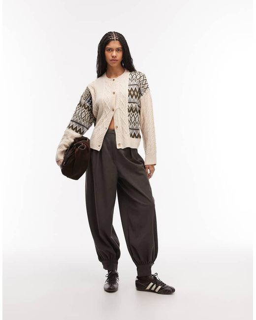 Collusion Gesplitst Vest Met Kabels En Fair Isle-Motief in het Natural