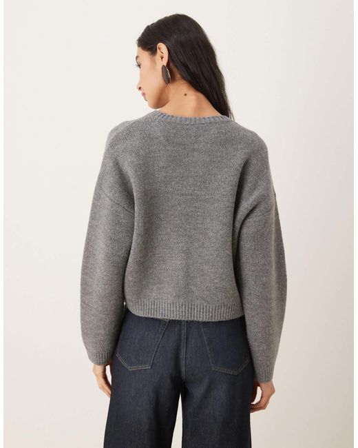 Pull col rond - gris Mango en coloris Gray