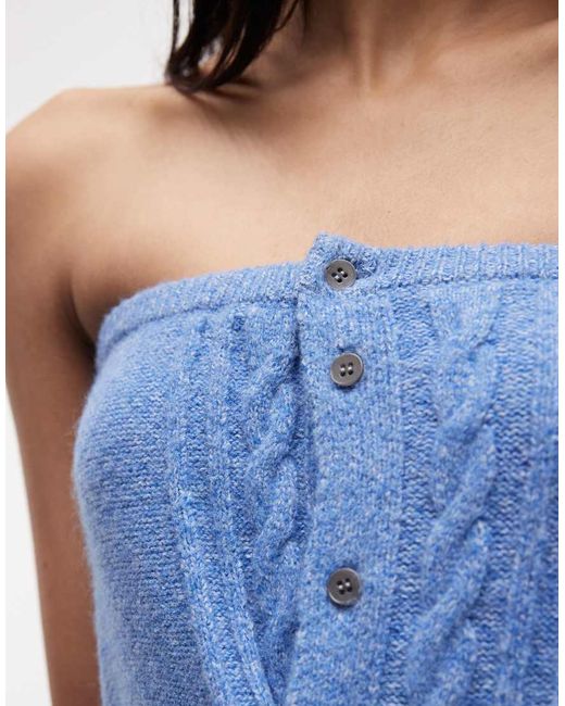Susmie's Blue Mint Button Down Bandeau Mini Dress