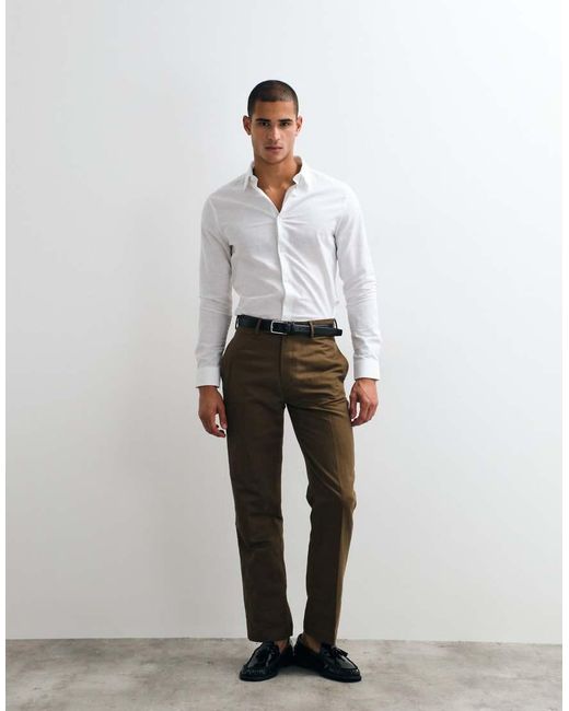 ASOS White Smart Slim Linen Blend Shirt for men
