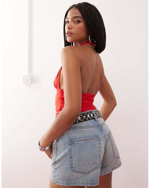 Weekday Red Deep Halter Neck Top