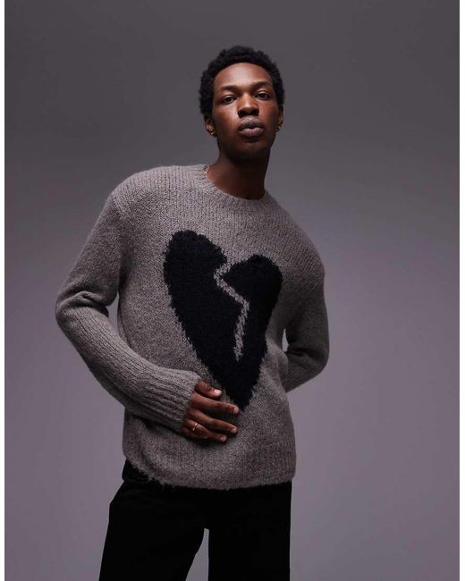 AllSaints Blue Luvheart Knitted Jumper for men
