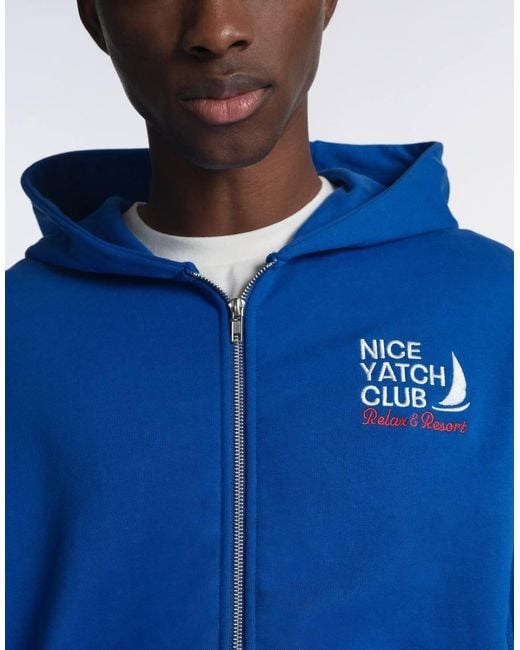 Pull&Bear Blue Yacht Club Zip-up Sweatshirt for men