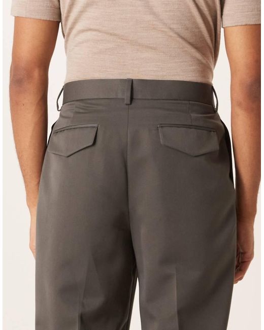 Pantalones De Vestir De Pernera Ancha Con Pinzas Dobles Y Detalle De Bolsillos Traseros De ASOS de hombre de color Natural