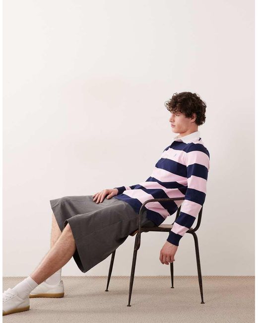 Polo Ralph Lauren Blue Icon Logo Long Sleeve Stripe Rugby Shirt for men