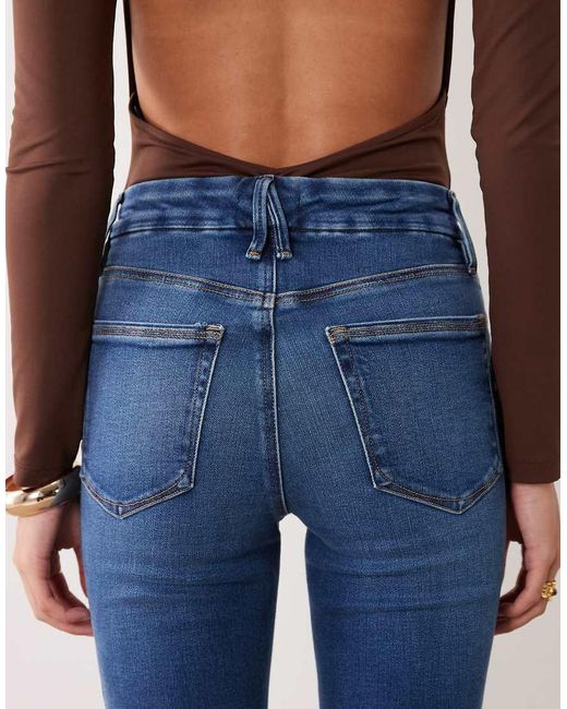 GOOD AMERICAN Blue Soft Tech Good Legs Cropped Mini Boot Jeans