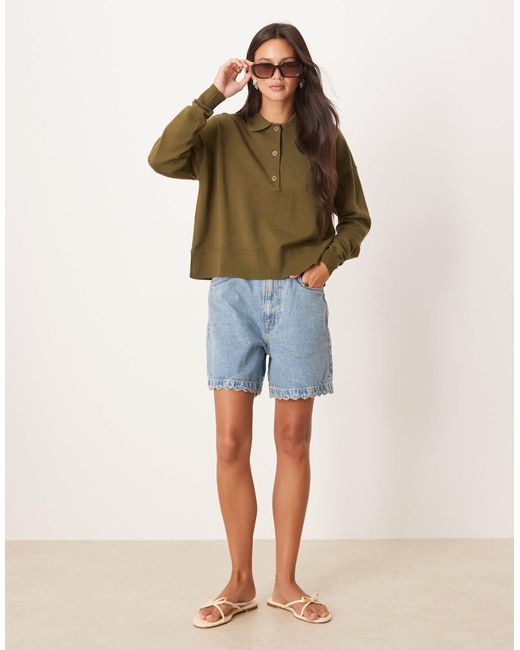 ASOS Green Knitted Structured Rugby Top