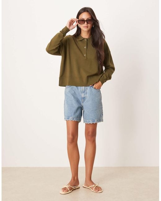 ASOS Green Knitted Structured Rugby Top