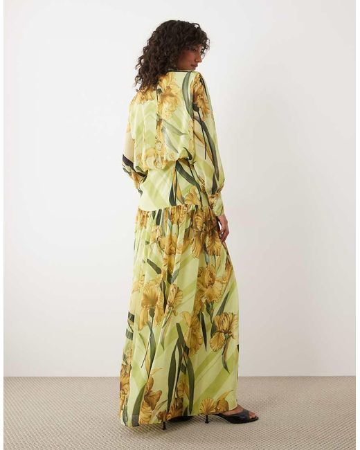 ASOS Green High Neck Deep Cuff Maxi Dress