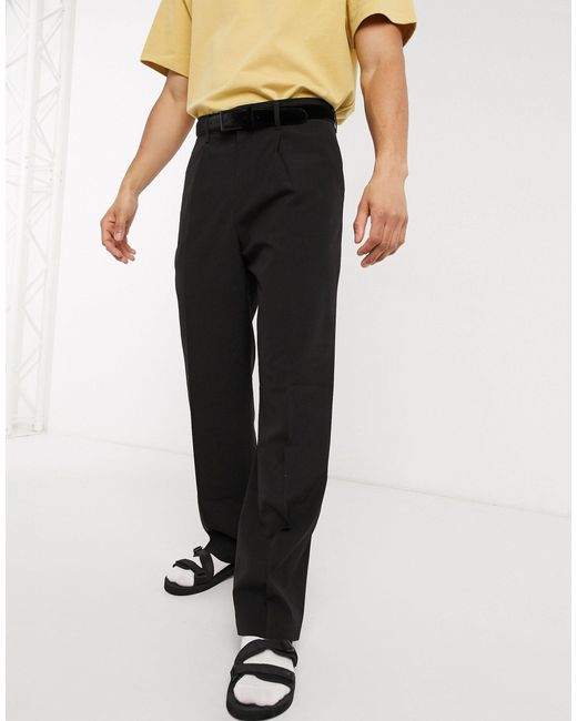 Weekday Black Conrad Wide Trousers for men