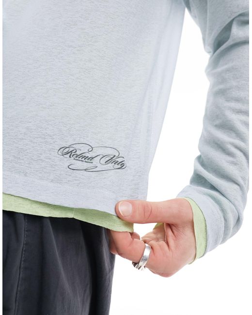 T-shirt a maniche lunghe con doppio strato a contrasto di Reclaimed (vintage) in Gray da Uomo