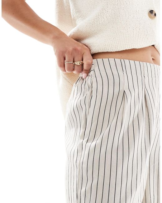 Short habillé aspect lin à rayures - crème Vero Moda en coloris White