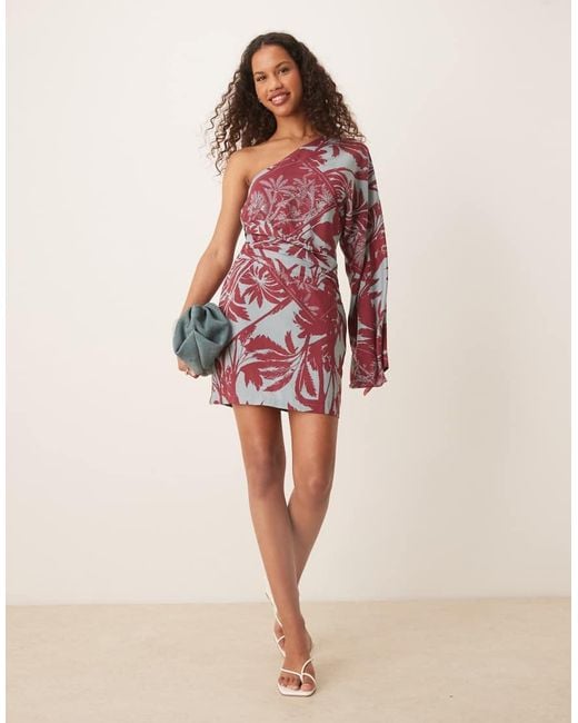 ASOS Red Asymmetric One Sleeve Mini Dress