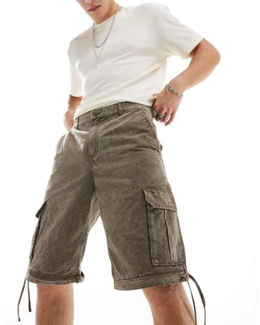 Yuni - pantaloni cargo kaki slavato convertibili con zip di Weekday in White da Uomo