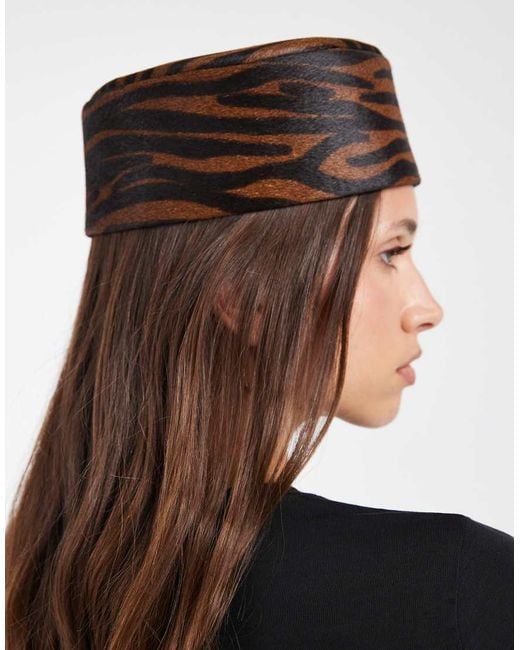 ASOS Black Hair-on Leather Pillbox Hat