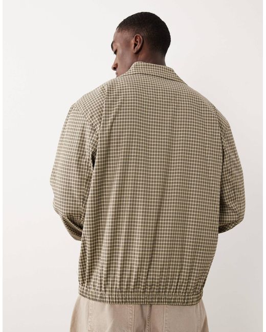 ASOS Brown Smart Checked Harrington Jacket for men