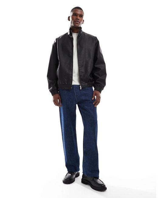ASOS – bomberjacke aus kunstleder in Blue für Herren