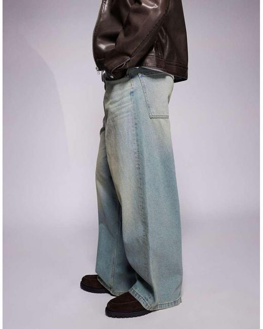 ASOS Super Baggy Jeans Met Tint in het Blue voor heren