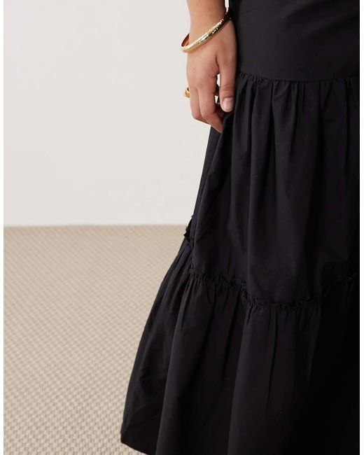 ASOS Black Asos Design Curve Asymmetric Tiered Boho Maxi Skirt
