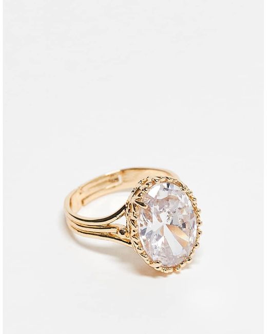 ASOS White Ring With Oval Cubic Zirconia Detail