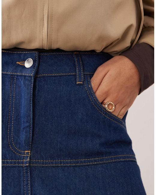 ASOS Blue Drop Waist Denim Circle Skirt