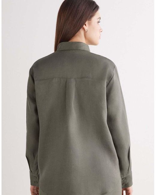 Intimissimi Gray The Pure Linen Plain-Weave Linen Shirt